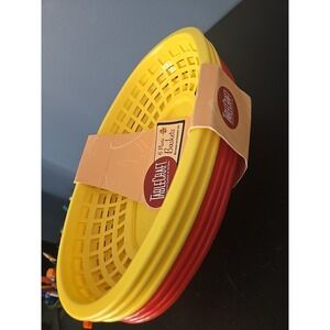 Tablecraft H1074RY-6 Assorted Red/Yellow Sandwich & Fry‎ Basket Set 9 in. NEW